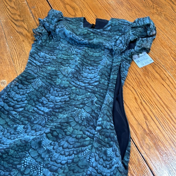 Scotch and Soda Midi Flounce Dress, green feathers print. Size 34 (US 4). - Picture 11 of 16